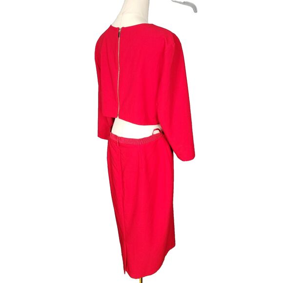 Gabrielle Union Red Cutout Bodycon Midi Dress Size 12 - Picture 13 of 16